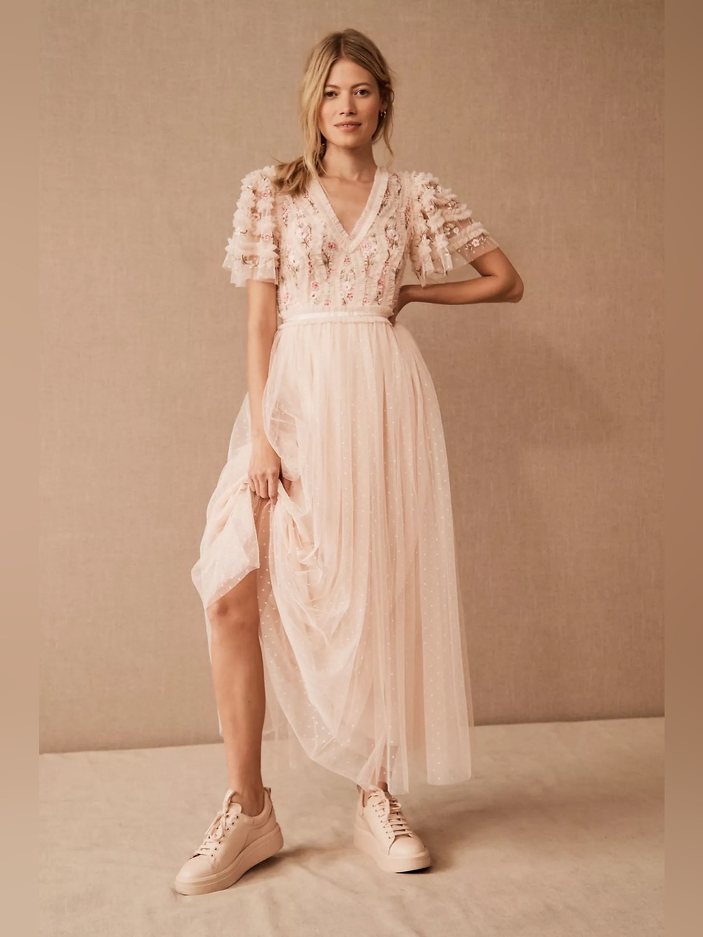 Needle & Thread Florentina Short Sleeve Ankle Dress